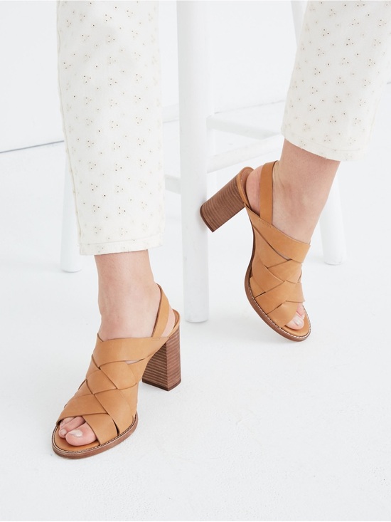 Madewell Shoes - 🌺Madewell Cindy Tan Leather Crisscross Stacked Heel Sandals